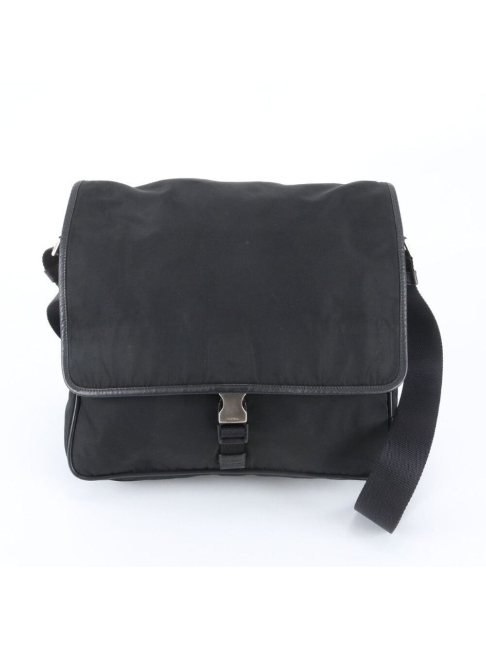 Prada White Tag Tessuto Nylon Triangle Logo Leather Shoulder Bag